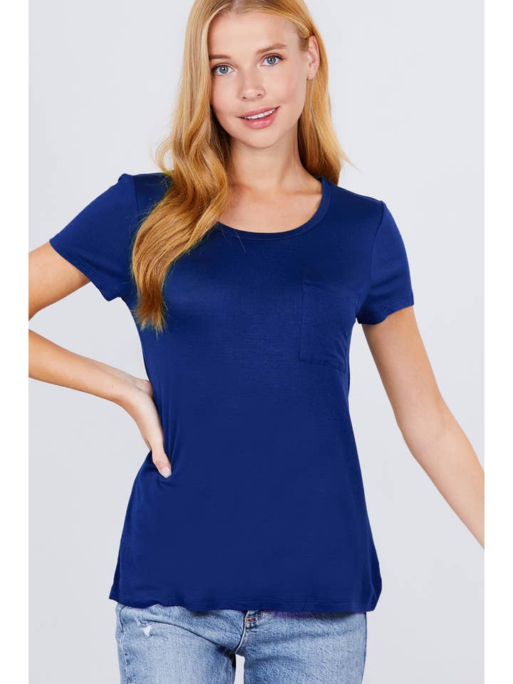 42POPS - Wholesale T-Shirt - Women's - ",._ Chest Pocket Slim Scoop Neck Tee19