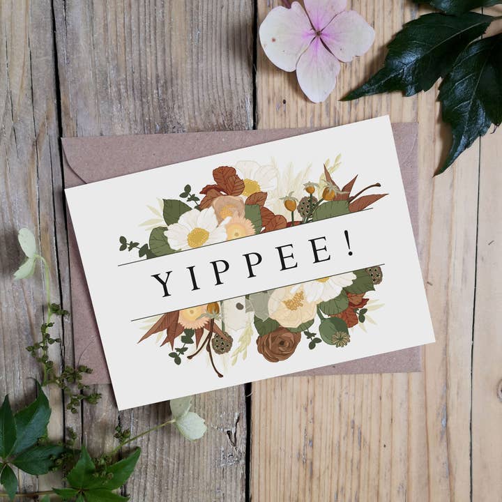 Wildwood Paper – wholesale Birthday card – Yippee! Autumnal Floral Birthday Celebration Card2