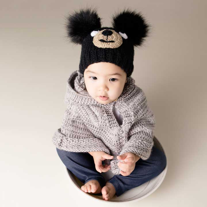 Huggalugs - Wholesale Newborn/Knit Hat - Baby - Black Bear Knit Beanie Hat Baby & Kids3