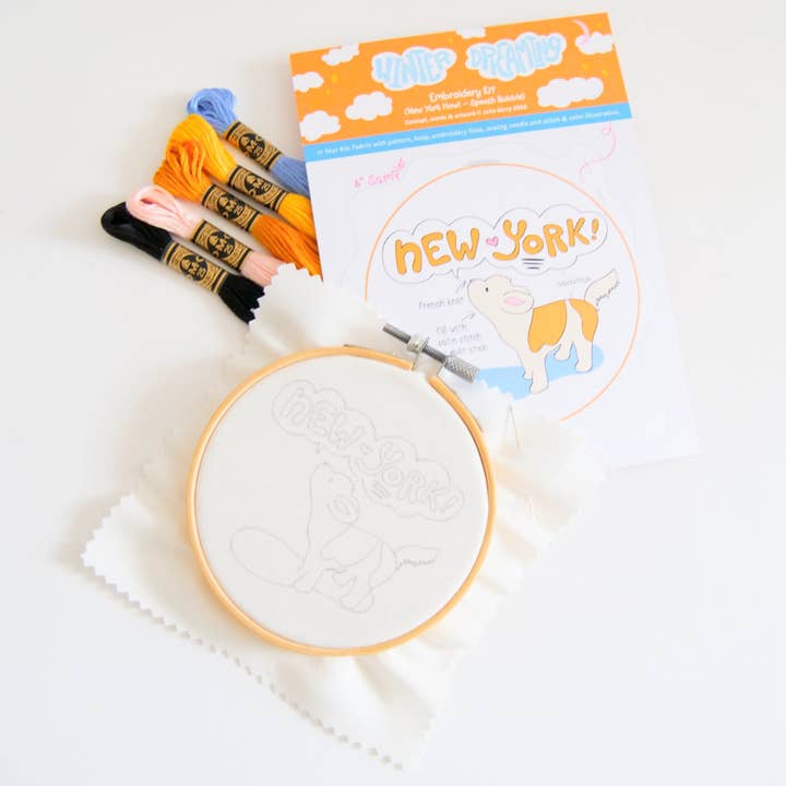 "New York!" Adorable Howling Dog Eco-Embroidery Kit for wholesale by UpRoot Design Studio