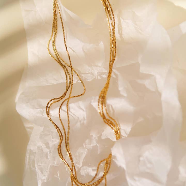 Palisse 18K Gold Non-Tarnish Layered Dainty Chain Necklace for wholesale on Faire2