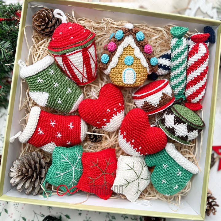 Crochet Christmas Tree Ornaments, Christmas Home Decor Gift for wholesale by TOMOPOD LLC