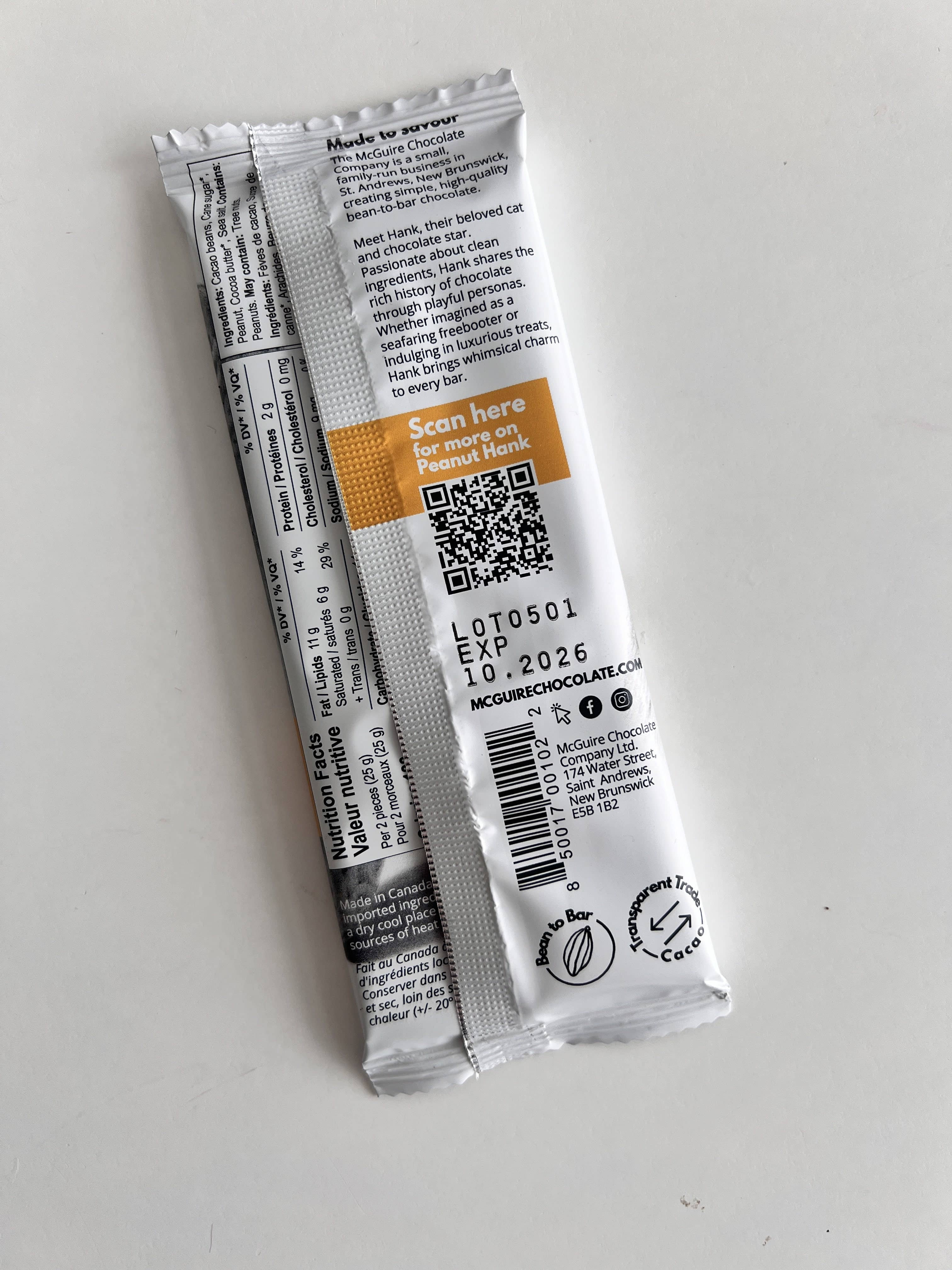 McGuire Chocolate Company - Vente Barre chocolatée - Chocolat noir au beurre d'arachide 62% de cacahuètes1