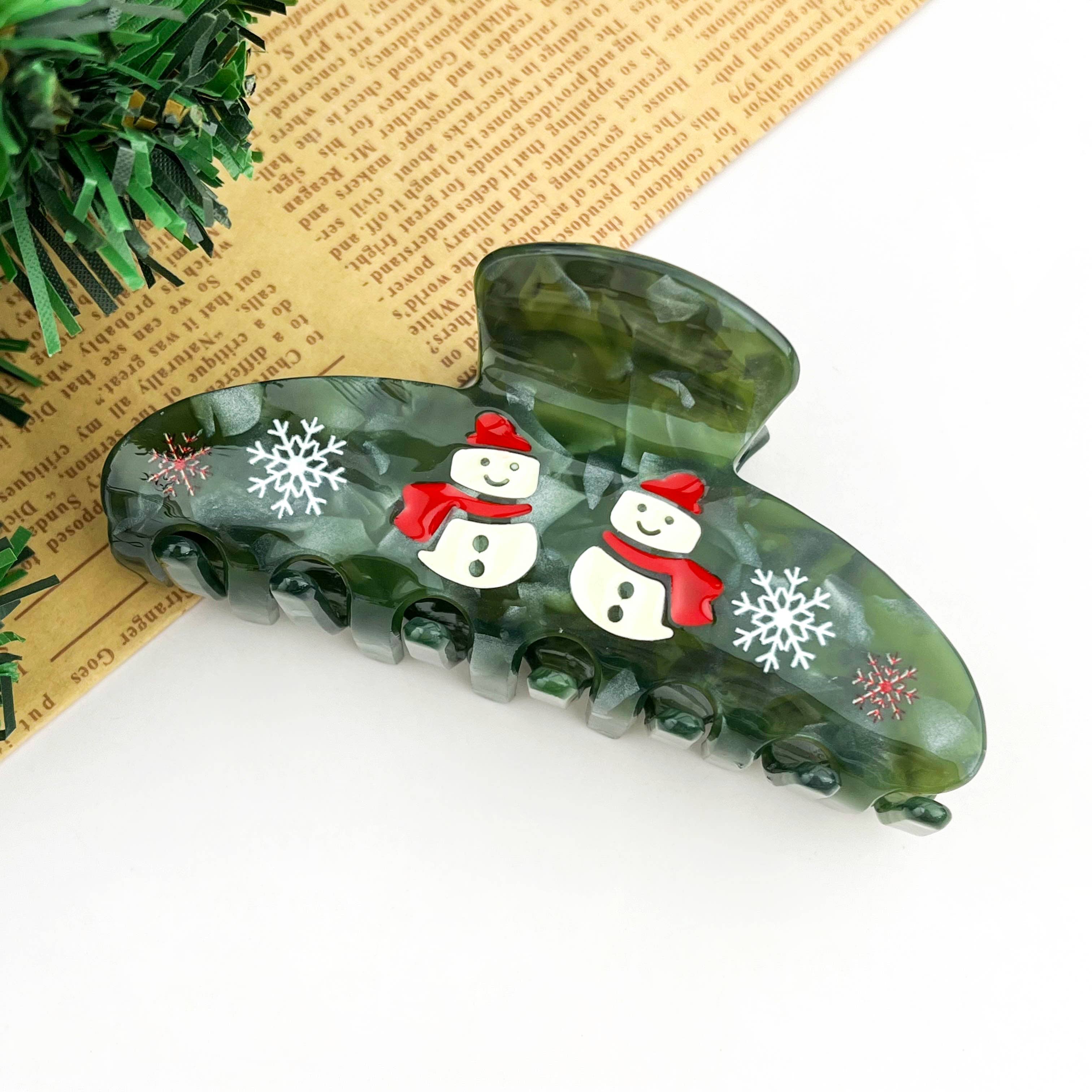 TheDivaSoap - Wholesale Hair Clip - Women's - Christmas Acetate Hair Claw, Holiday Arch-Shaped Hair Clip3