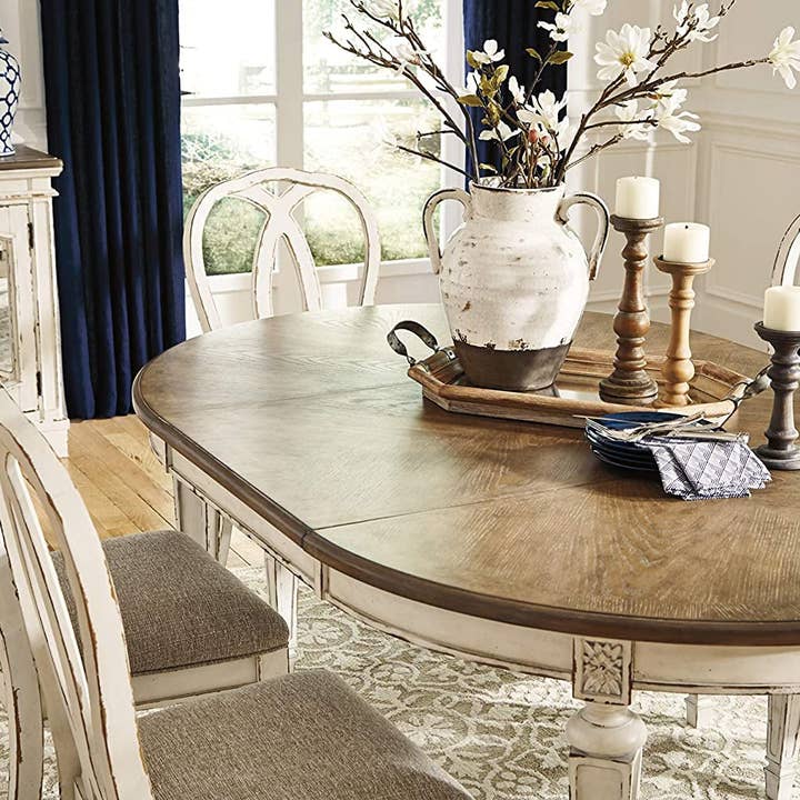 Chipped White French Country Oval Dining Room Extension Table for wholesale on Faire