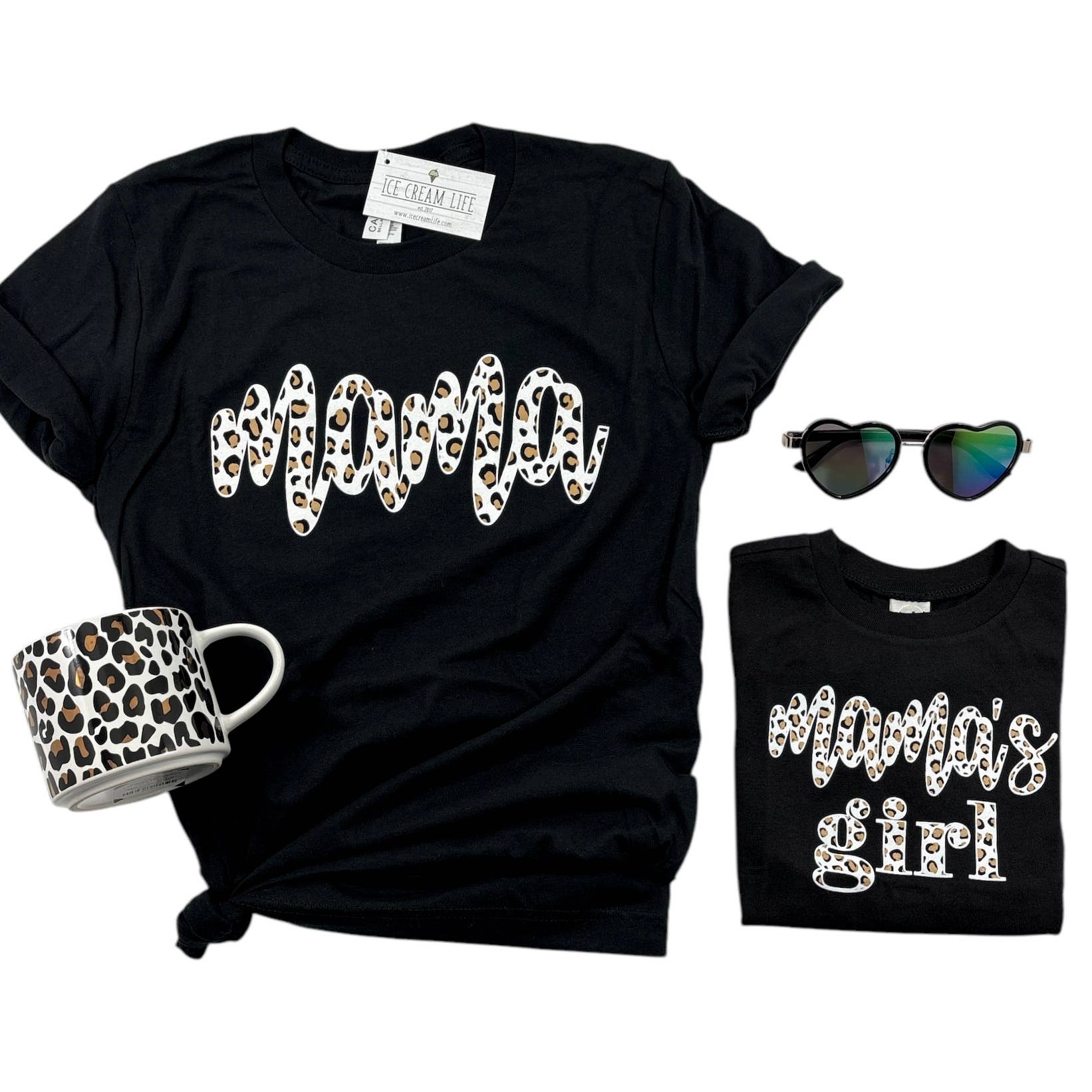 Ice Cream Life - Wholesale Screen Printed T-Shirt - Kids - Girls Leopard Print Shirt, Mama's Girl Shirt, Mom Daughter 5