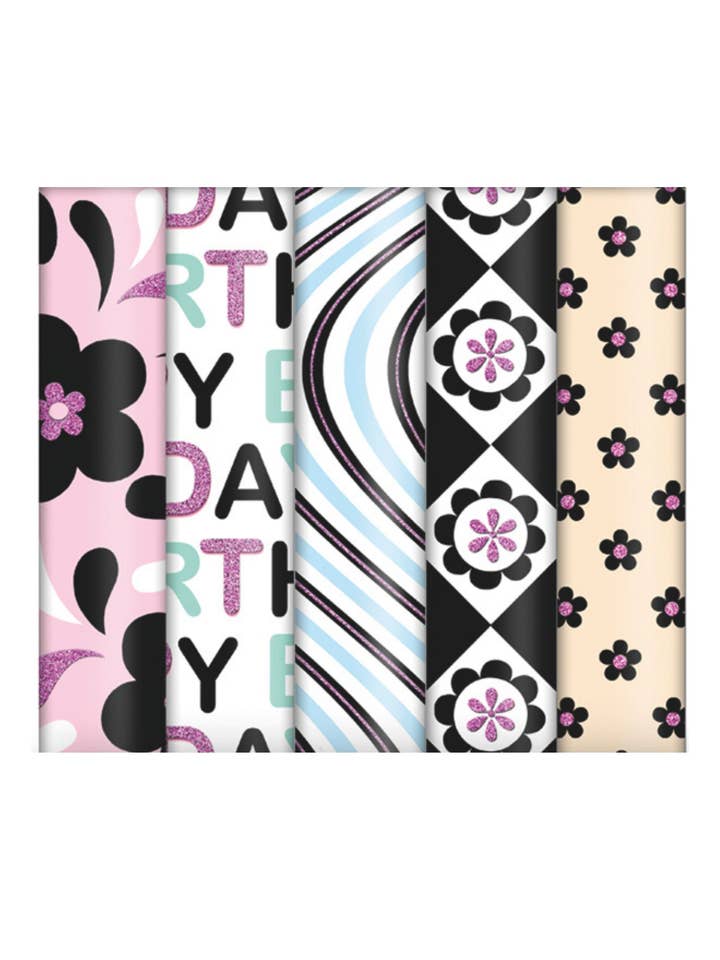 Biodegradable Glitter FSC© Wrapping Paper Chic Noir Rolls for wholesale by The Unique Paper Company