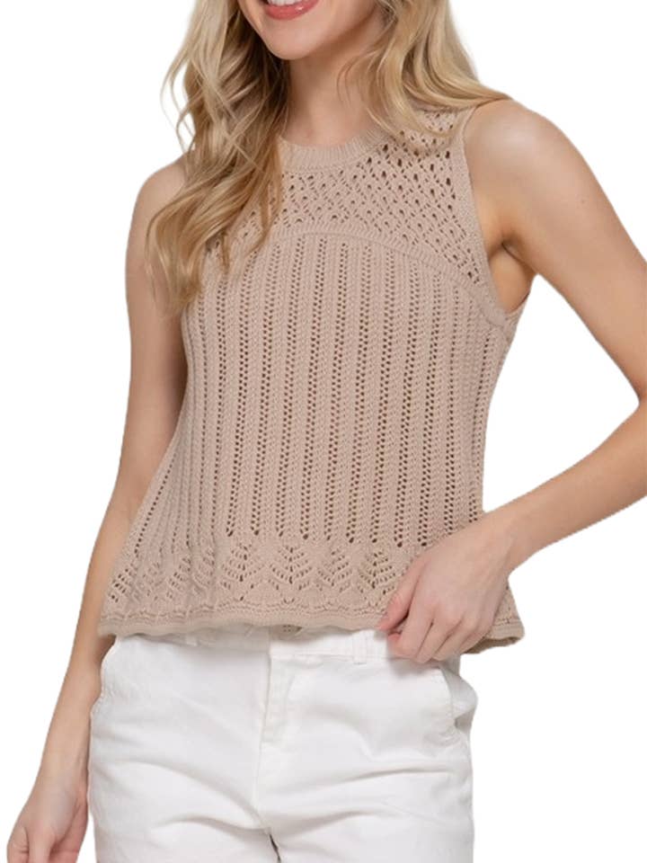 Maglione primaverile all'uncinetto senza maniche per la vendita all'ingrosso da parte di Vanilla Monkey
