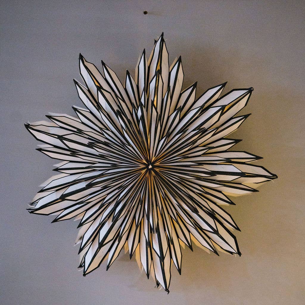 Bollywood Christmas – wholesale Dimensionell/3D-väggkonst – Gazania Svart & Vit Papper Väggdekoration - 70cm1