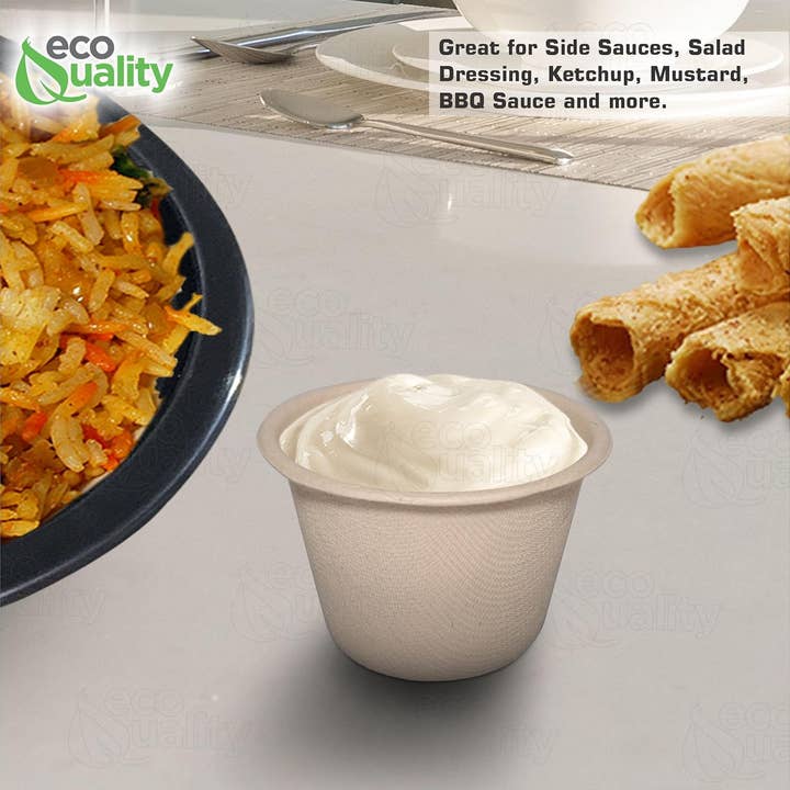 EcoQuality - Wholesale Food storage container - EcoQuality 4oz Compostable Souffle Portion Cups with Fiber Lids6