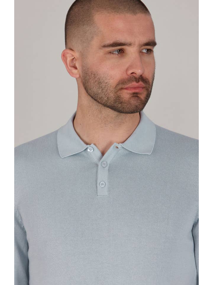 Paul James Knitwear – wholesale Polo – Men’s – Mens Lightweight Cotton Long Sleeve Knitted Polo Shirt14