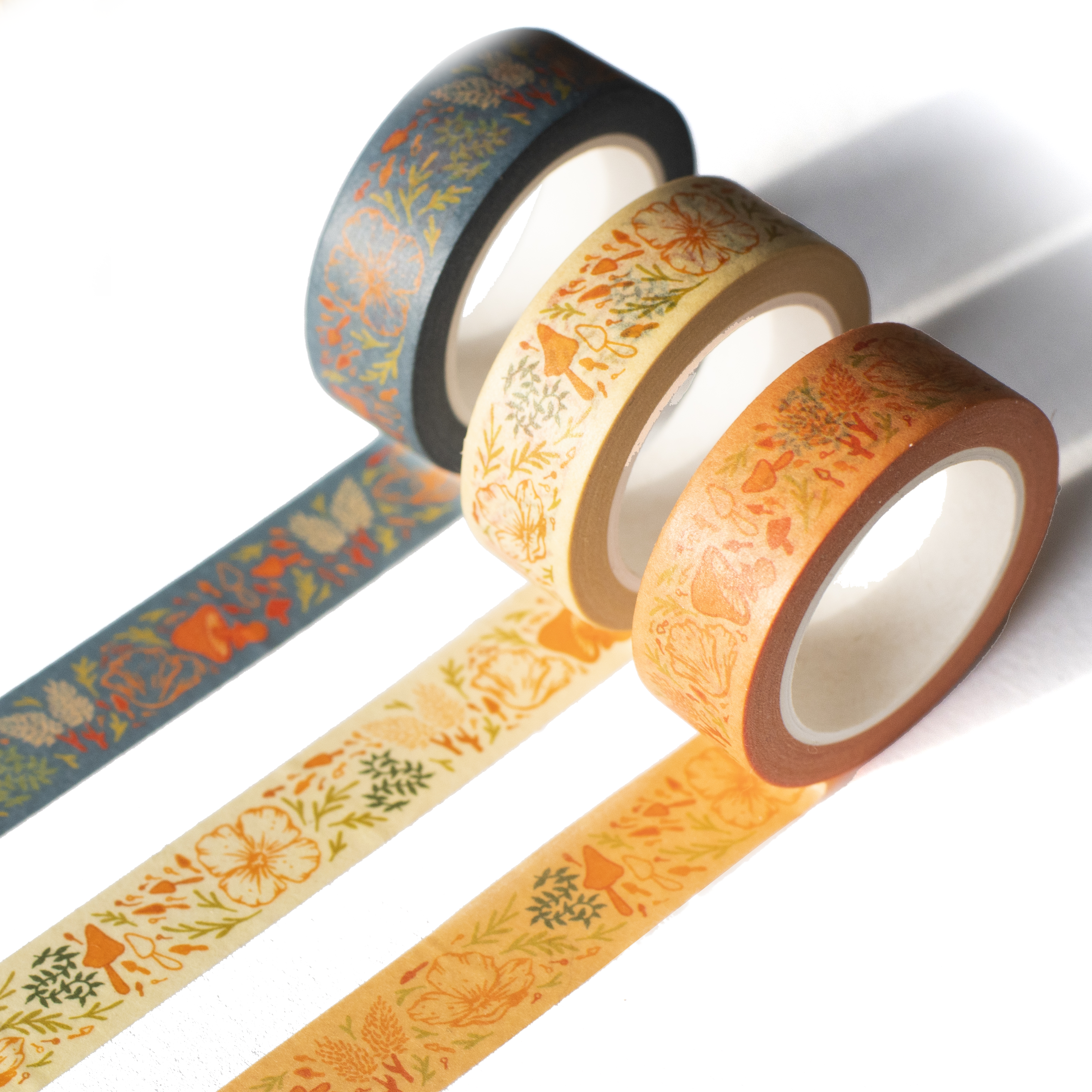Mustard Beetle - Wholesale Washi Tape - Floral, Poppies + Mushrooms, 1/2" Washi Tape Roll0