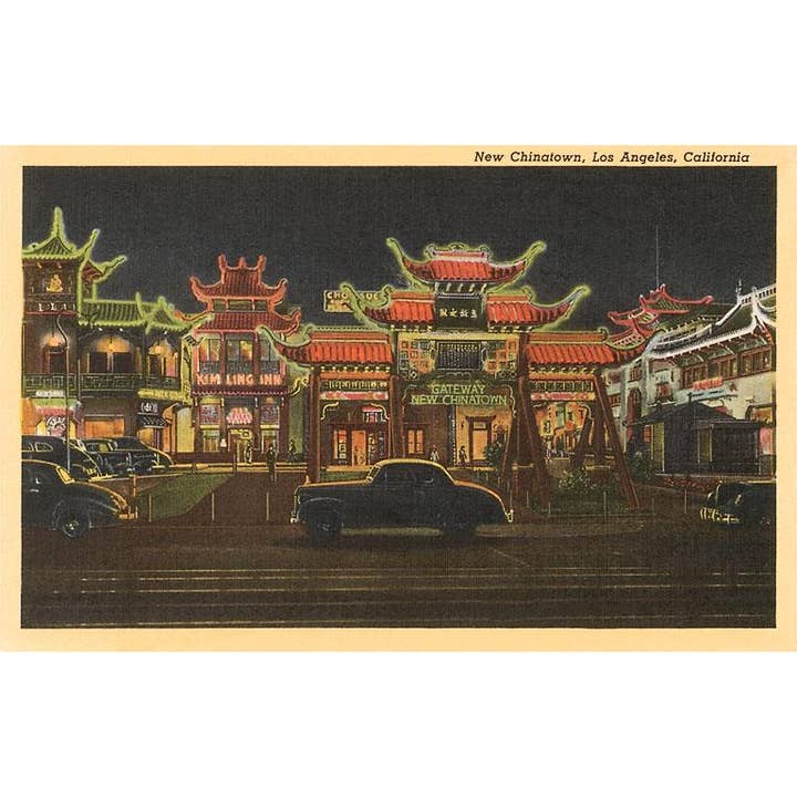 Greeting Card LA-21 New Chinatown at Night for wholesale by Found Image Press