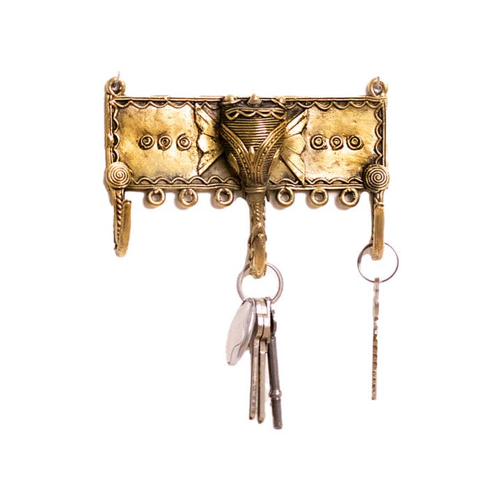 Svadia - Wholesale Wall Hook - 'Trinity Trunk krok' Mässingsfigure i Dhokra-konst1