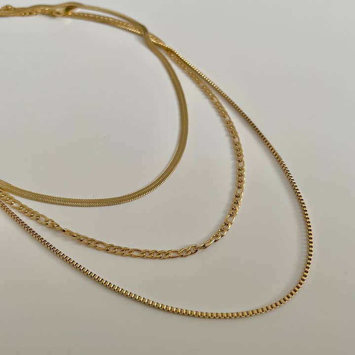 Namaste Jewelry - Wholesale Link & Chain Necklace - Shaylene Three Layer Necklace- Gold2