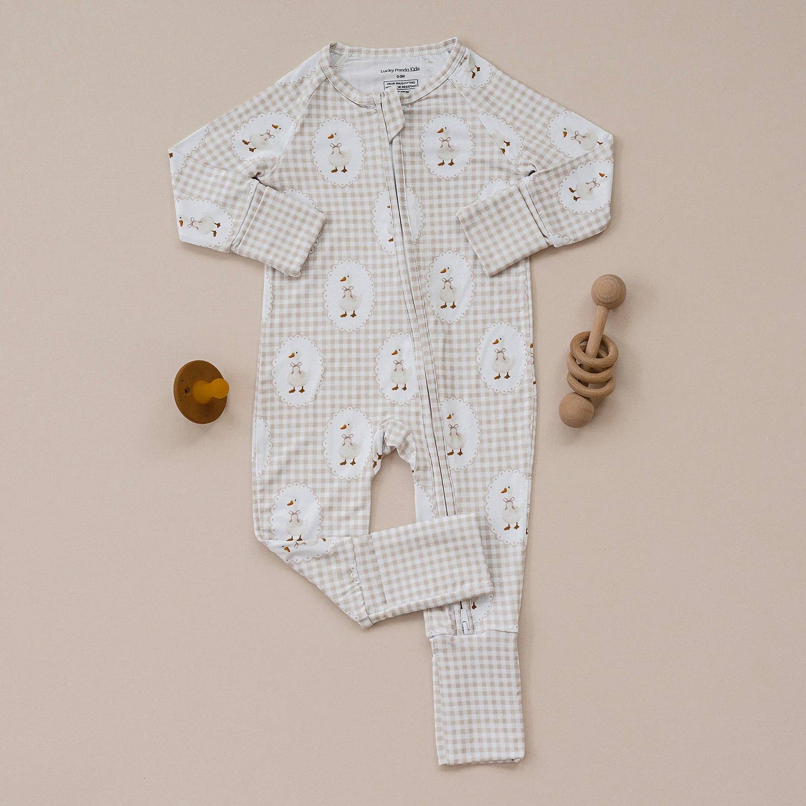 Lucky Panda Kids - Wholesale Jumpsuit - Baby - Bamboo Zip Romper | Gingham & Goose6