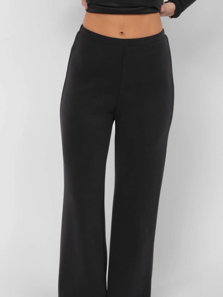 Hustle Knit Wide Leg Pants : BLACK for wholesale by Sadie & Sage