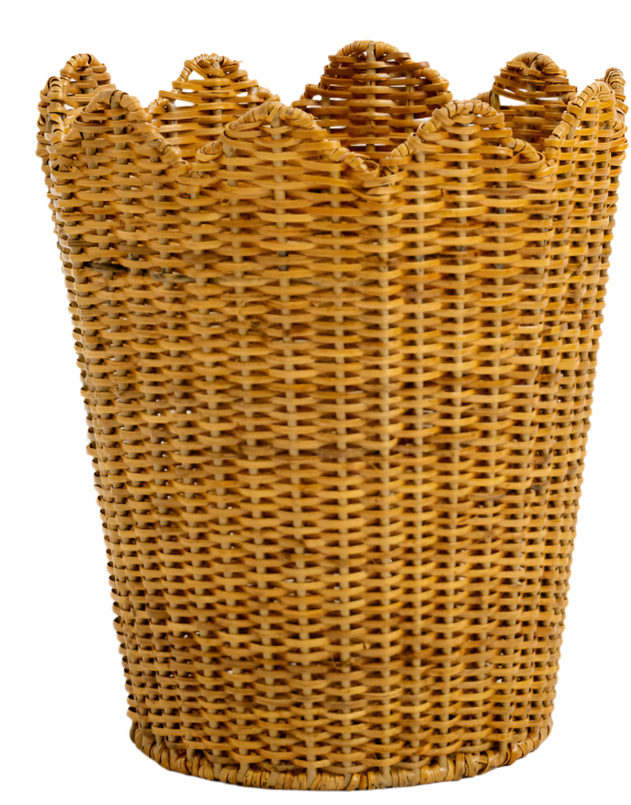The Enchanted Home - Wholesale Basket - Natural Scalloped Wicker Wastepaper Basket & Tissue Holder0
