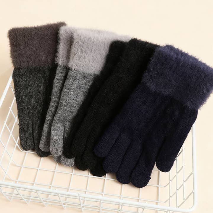 FASHIONABLE TEXTURED PLUSH KNITTED GLOVES_CWAG00609 for wholesale by DOUBLJU