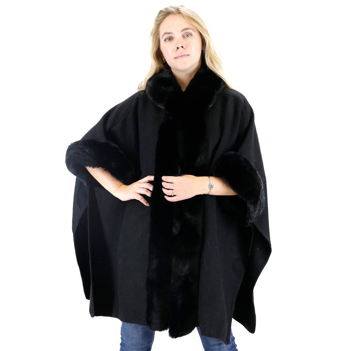 TAPA fashion - Wholesale Fur/Faux Fur Coat - Women's - Fur Hoodie Shawl P183 (3PC)6