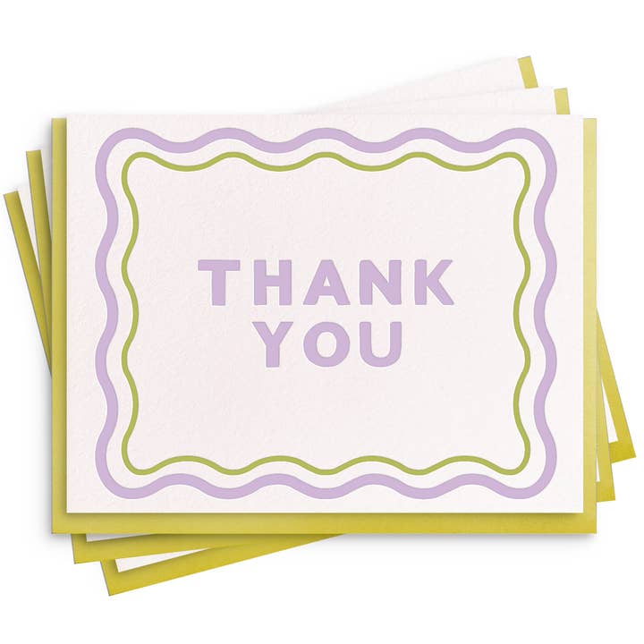 Thanks Wave- Box Set of 6 Letterpress Cards for wholesale by Dahlia Press