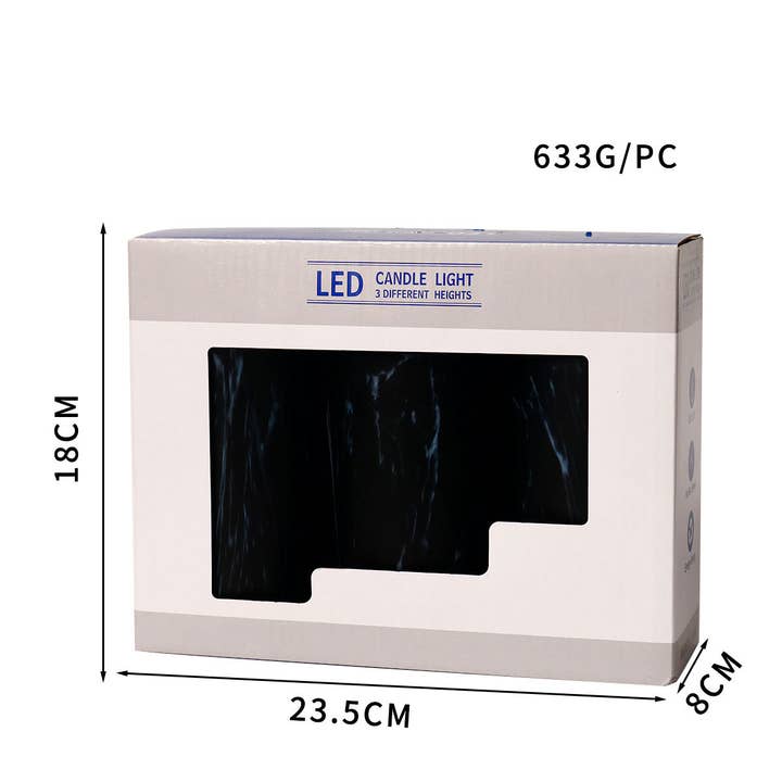 huemabe (All Import Duties Covered) – wholesale Flameless candle – 3pcs Set Marble-Pattern LED Electronic Candle Lamp