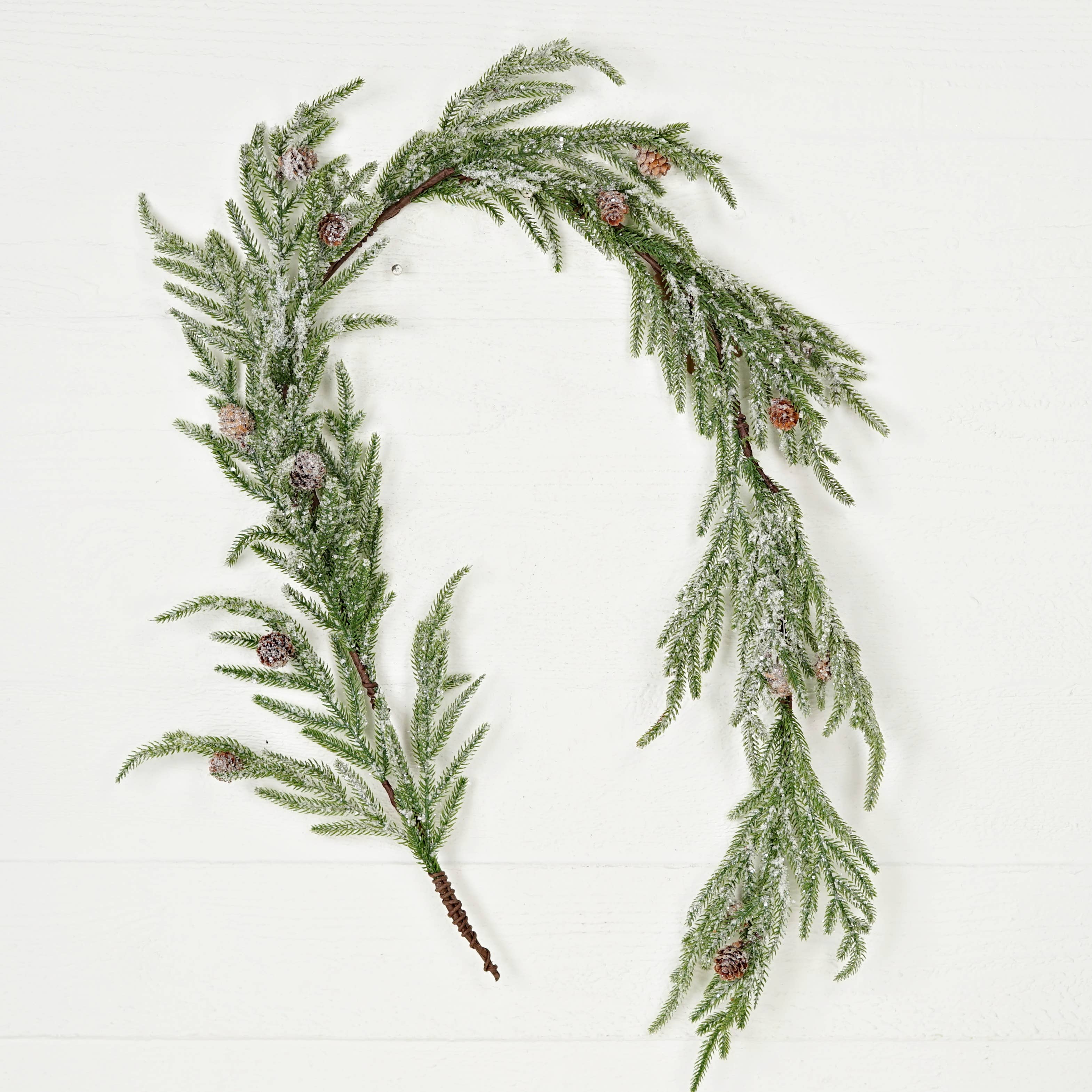 Holiday Depot Inc. - Wholesale Bunting/Garland - 510381- 5ft Garland-Snowy Soft Touch Norfolk Pine with pinec0