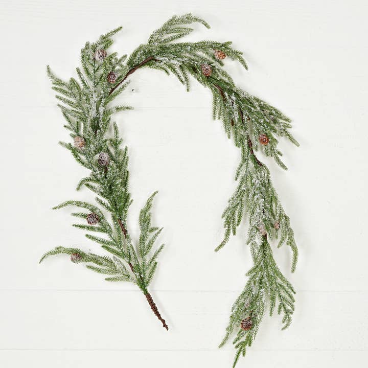 510381- 5ft Garland-Snowy Soft Touch Norfolk Pine with pinec for wholesale by Holiday Depot Inc.