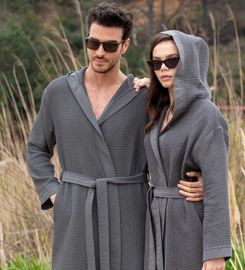 SEYANTE - Wholesale Robe - Men's - Men's Hooded Turkish Cotton Waffle Robe19