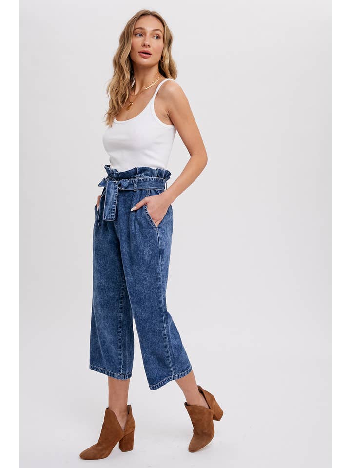 Bluivy - Vente Pantalon – femme - JUPE-CULOTTE EN PAPIER CEINTURÉE12