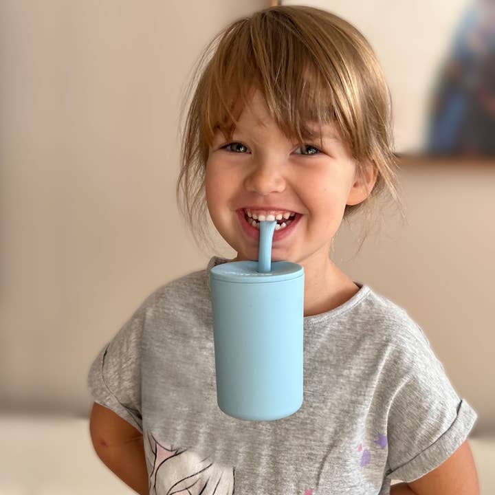 Brightberry - Wholesale Drinking Straw - Silicone Straws Set for Kids' Smoothie Cup - Pacific Blue