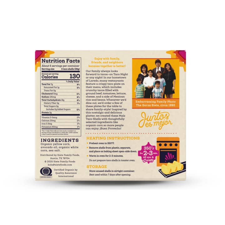 Siete Foods - Wholesale Bread/Tortilla - MaÃz Corn Taco Shells - 12 boxes (1 case)