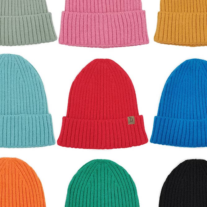 Hana - Wholesale Beanie - Women's - Solid Color Ribbed Knit Cuff Beanie Winter Hat24