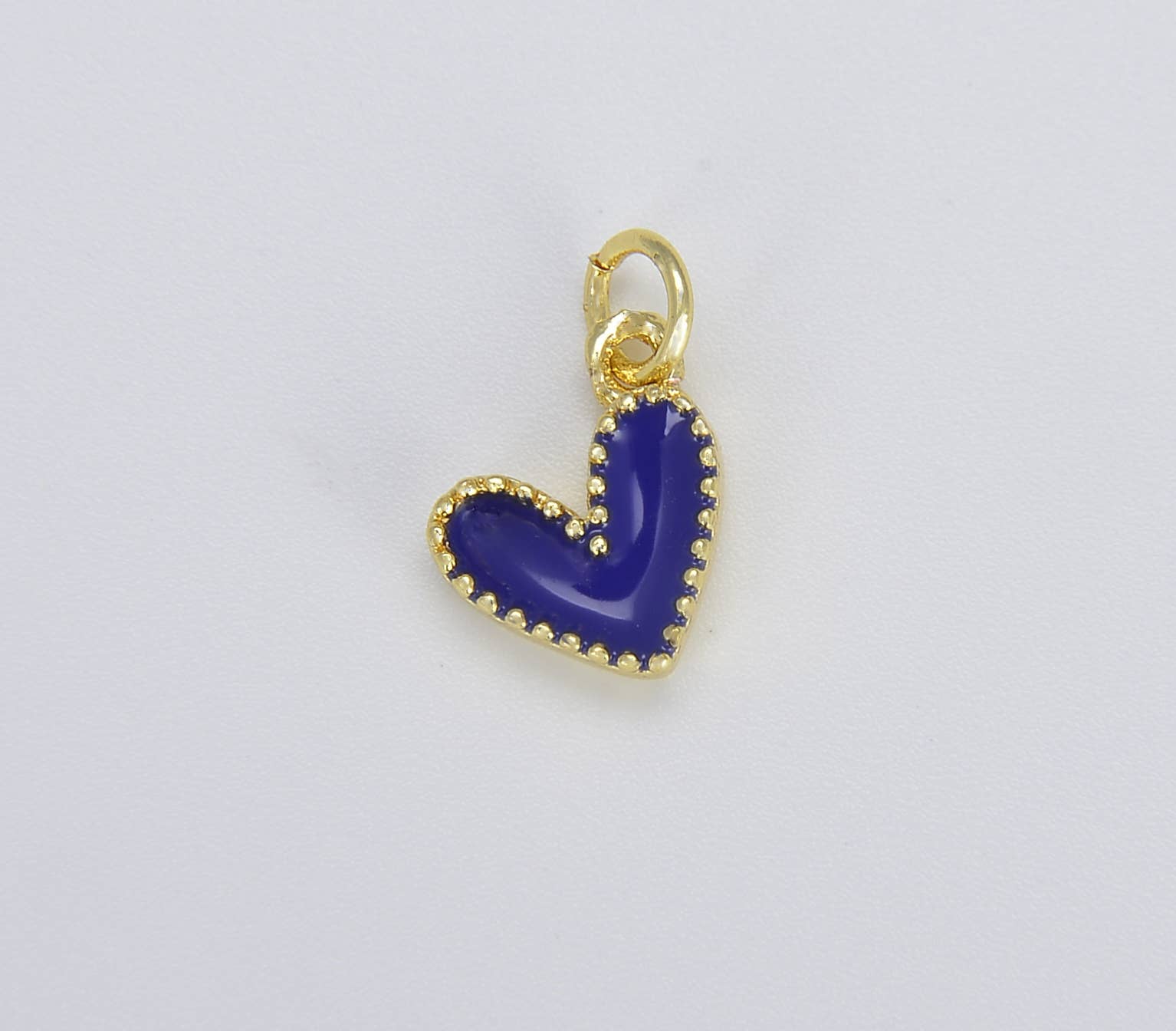 Beads Creation - Wholesale Individual Charm/Pendant - Dainty Enamel Heart Charm Pendant in Gold Filled, CP1225A8
