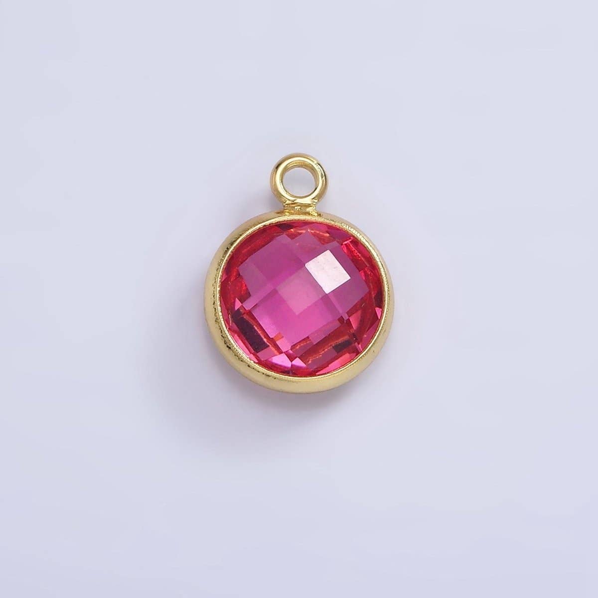 Aim Eternal - Wholesale Individual Charm/Pendant - 9mm Round BIRTHSTONE Cubic Zirconia Circle Gold Charm Add on Component For Jewelry Making | N-1209 N-12103