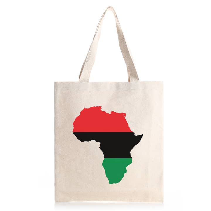 Africa - Borsa a tracolla rossa, nera e verde - Borsa a tracolla con libri, gatti e una bevanda calda - Africa - Borsa a tracolla rossa, nera e verde - 16" H x 15" L per la vendita all'ingrosso da parte di The Sankofa Cache
