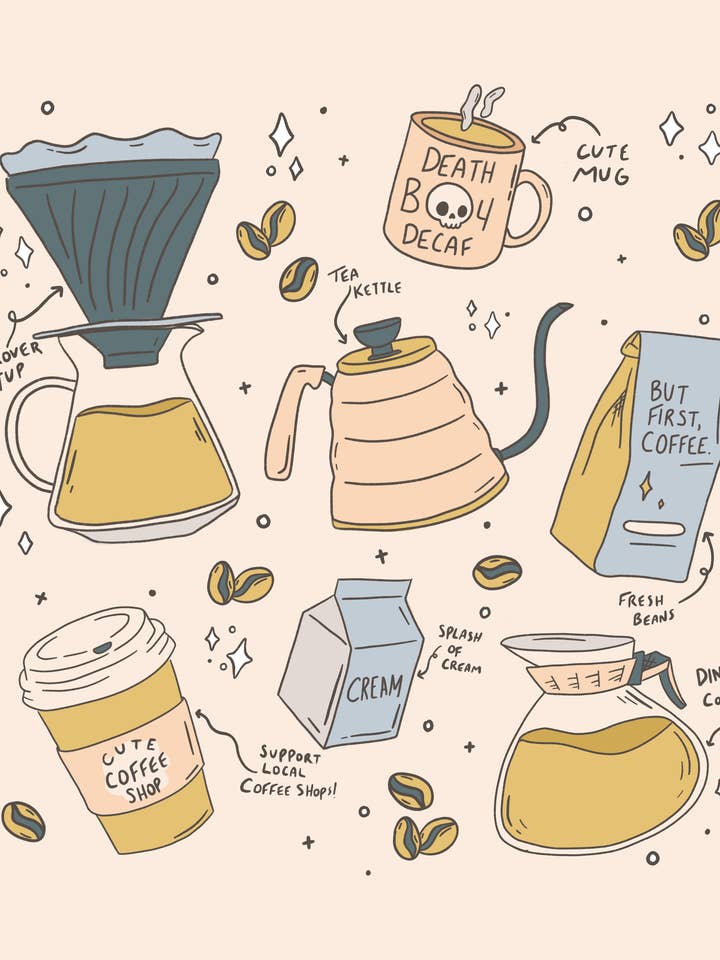 Square Coffee Lover Print for wholesale by Jollie Ollie Designs