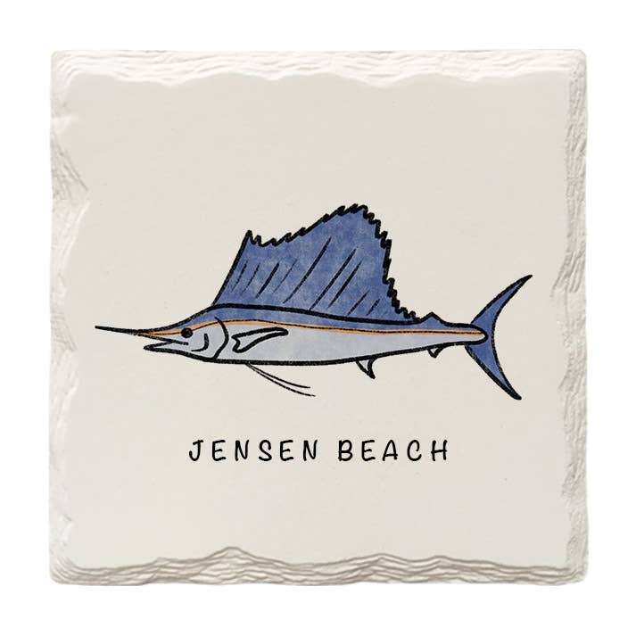 Customizable Marlin | Hand-Drawn | Drink Coaster for wholesale by The Doodle Brand