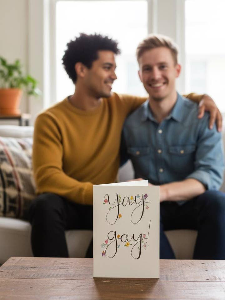 Youpi Gay ! Carte de vœux pour la vente par Modern Affection Prints