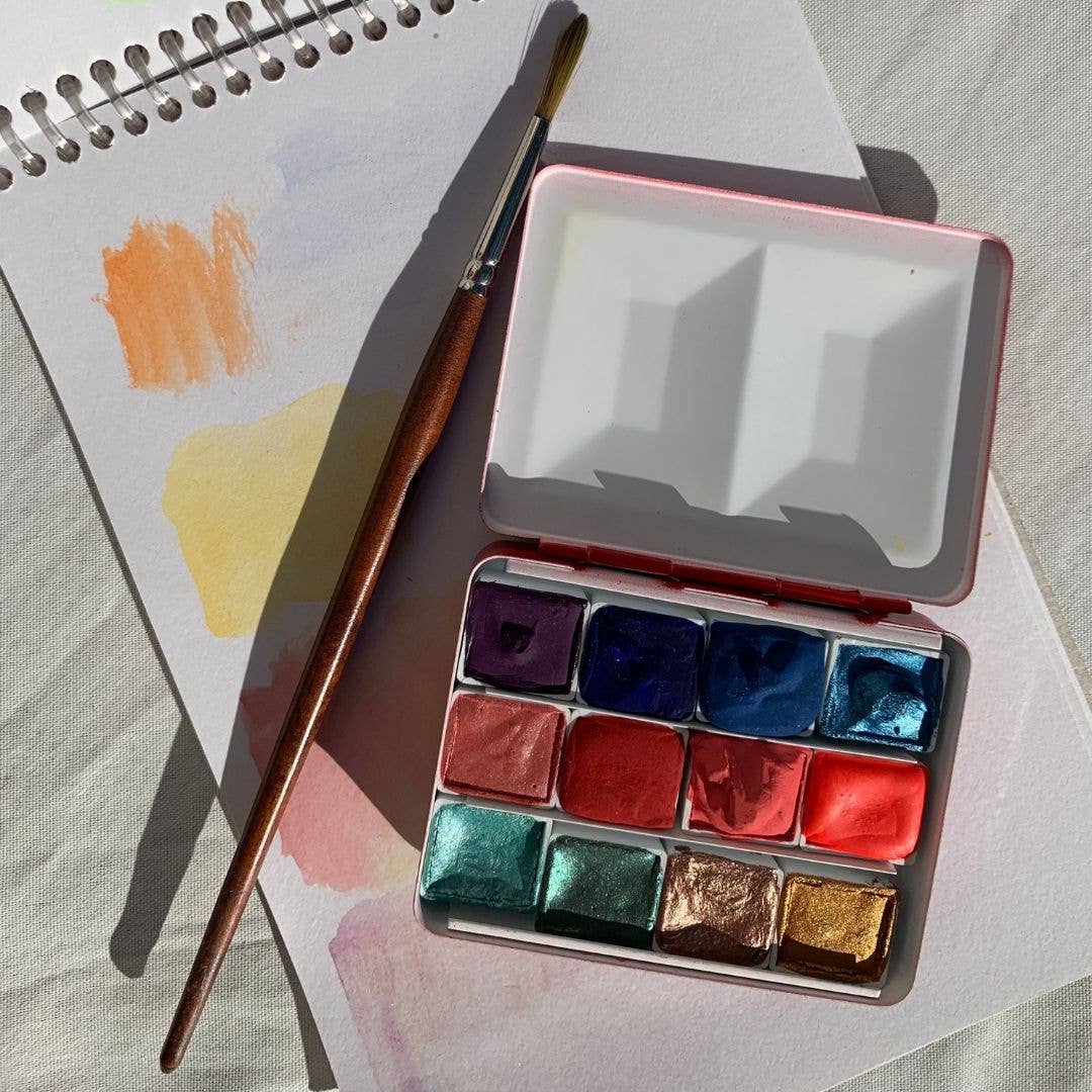 LA NOUVELLE VAGUE COULEURS - Wholesale Palette/Mixing Tray - Small empty lacquered metal watercolor palette - 3 colors available3