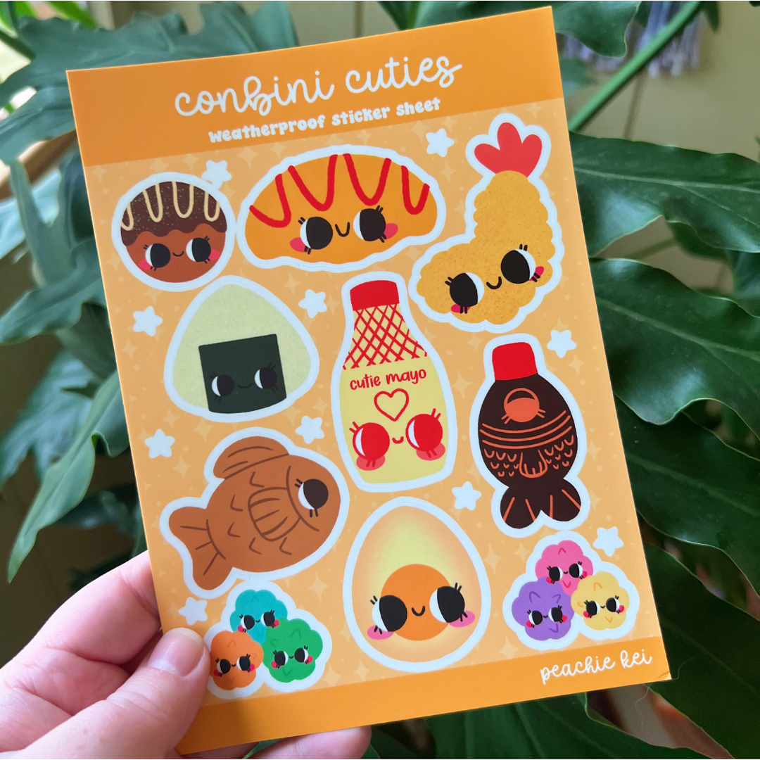 Peachie Kei - Wholesale Sticker - Conbini Cuties Kawaii Sticker Sheet1