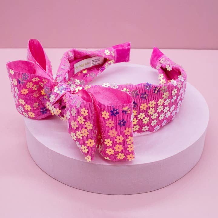 Frog Sac - Wholesale Fashion Headband - Kids - Big Bow Headband - Double Layer Sequin