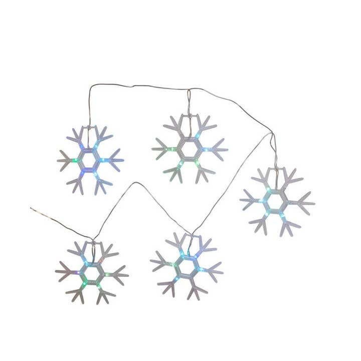 Kurt S. Adler, Inc. - Wholesale String Lights - 6.5" 5PC SNOWFLAKE RGB LED LIGHTS