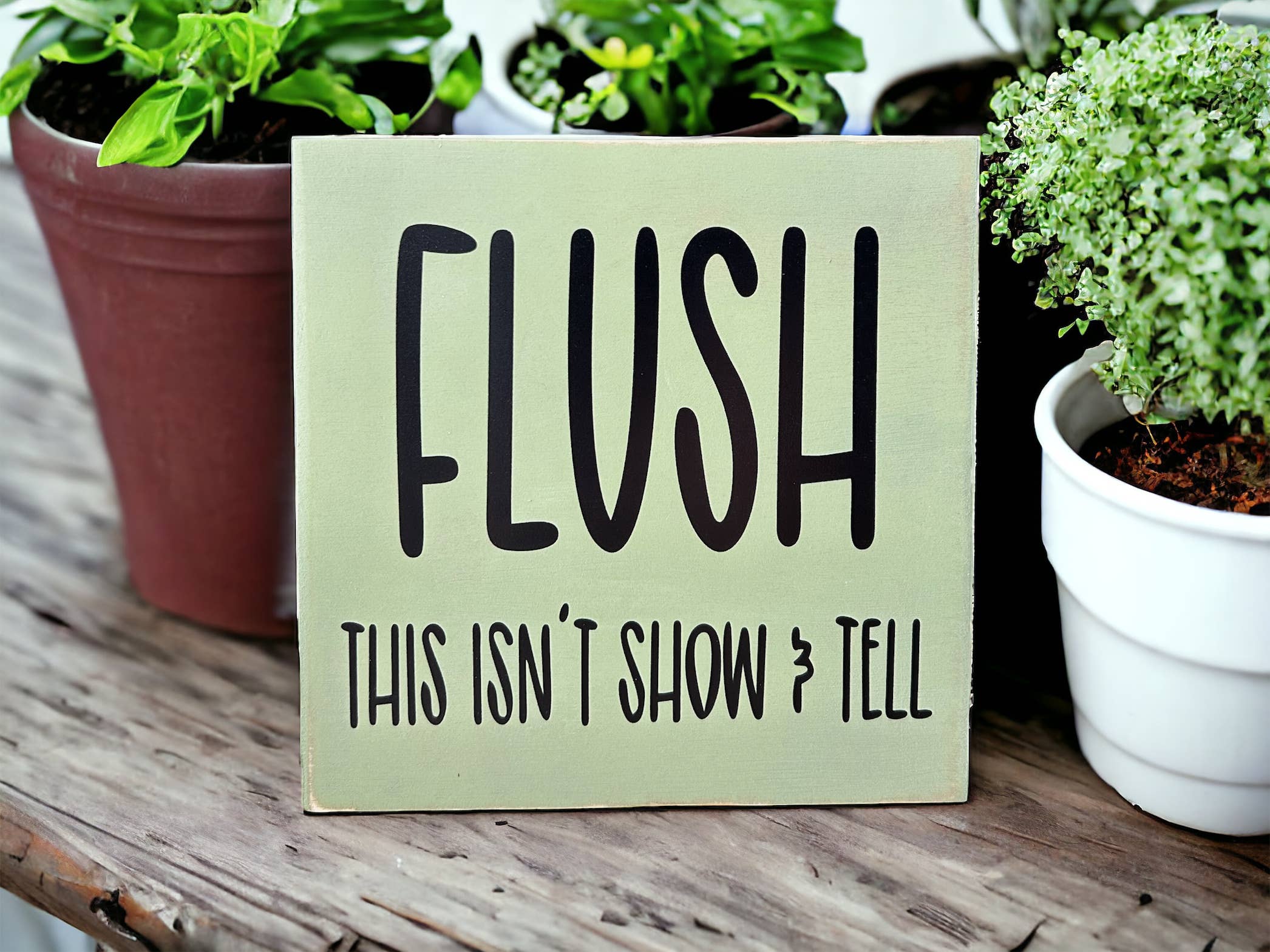 Inkwood Crafters - Wholesale Sign - Flush - Funny Bathroom Decor Rustic Wood Sign9