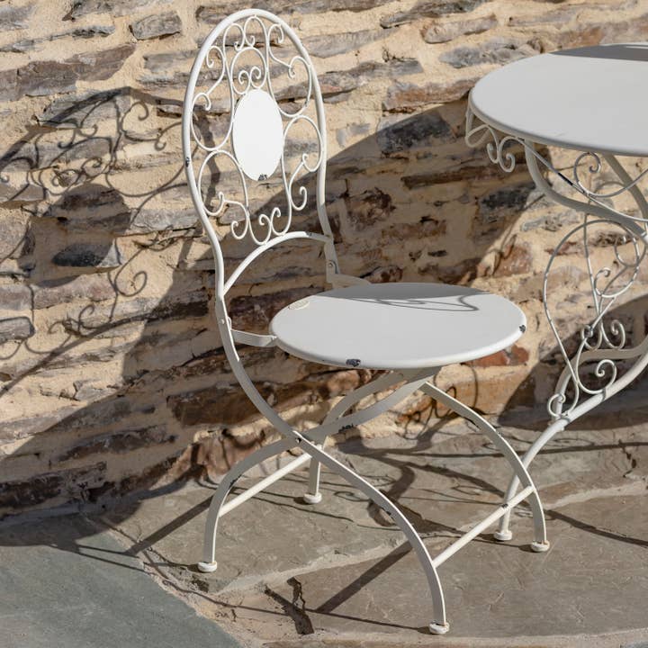 Zaer Ltd. International - Vente Salon de terrasse - Chaise et table rondes « Le Chardenoux 1908", 3 pièces, 3 couleurs11