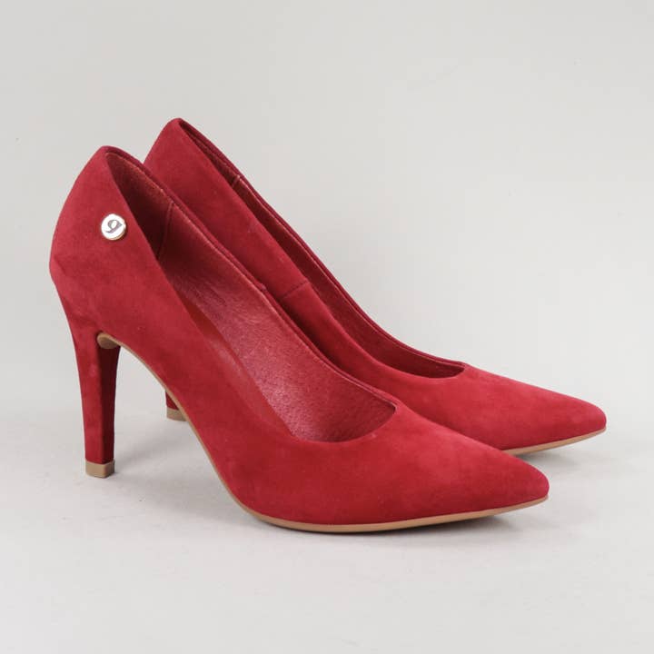 Ginova Kvinders Rød Ruskind Stiletter for engroshandel hos GINOVA
