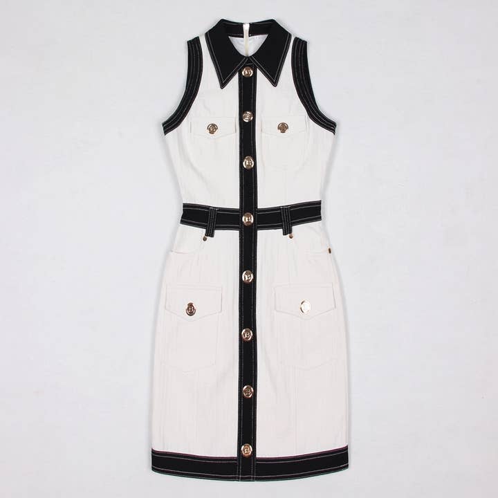 Productseeker - Wholesale Dress - Women's - DR038 Short-sleeved Dress With Gold Buttons19