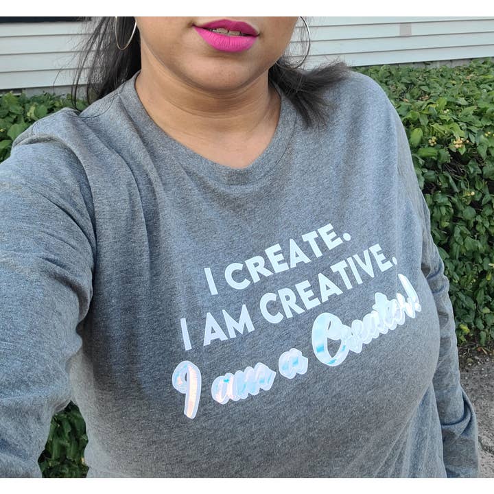 Créer. Créatif. Créateur. Holographique à manches longues pour la vente par Creative Attributes