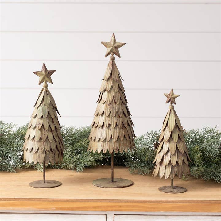 Audrey's Home & Gift - Wholesale Christmas Decoration - Vintage Green Metal Christmas Trees (Set Of 03)1