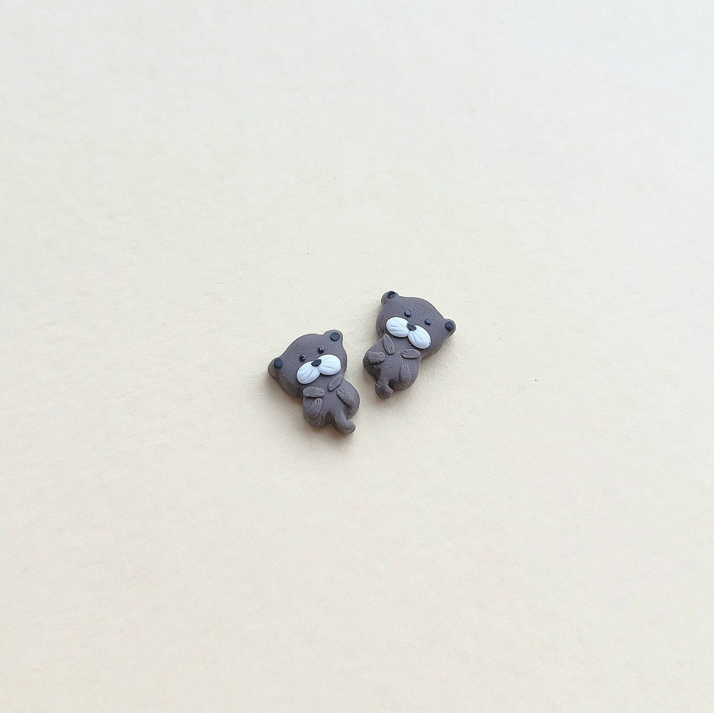 NoomCottageClay - Wholesale Stud/Post Earrings - Tiny Otter Stud Earrings | Cute Animal Jewelry0